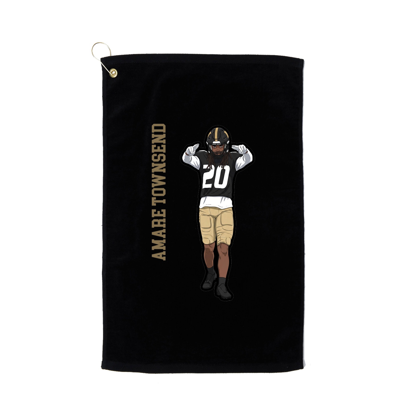 Golf Towel — Name Vertical in Black