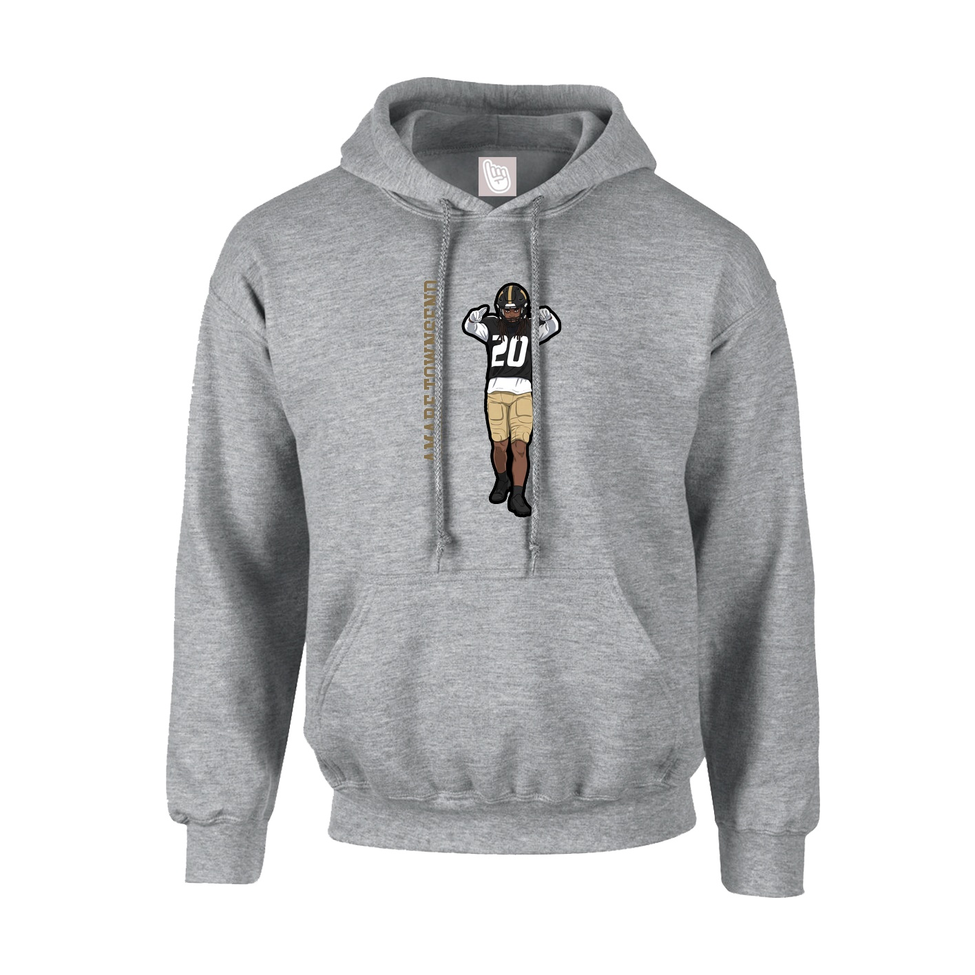 Youth Hoodie — Name Vertical in Grey