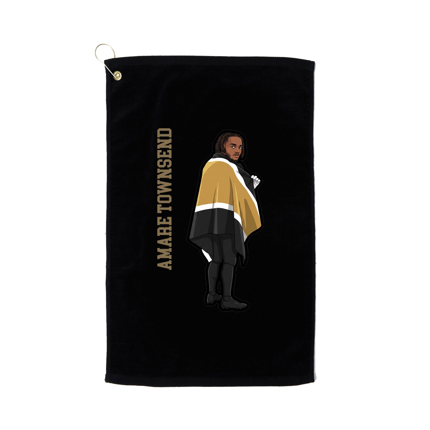 Golf Towel — Name Vertical in Black