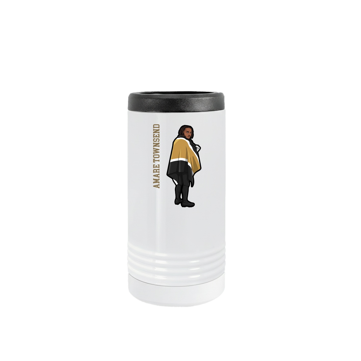 Slim Beverage Holder — Name Vertical in White