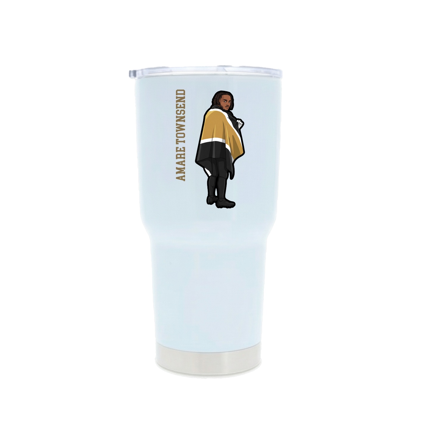30oz Stainless Steel Tumbler — Name Vertical in White