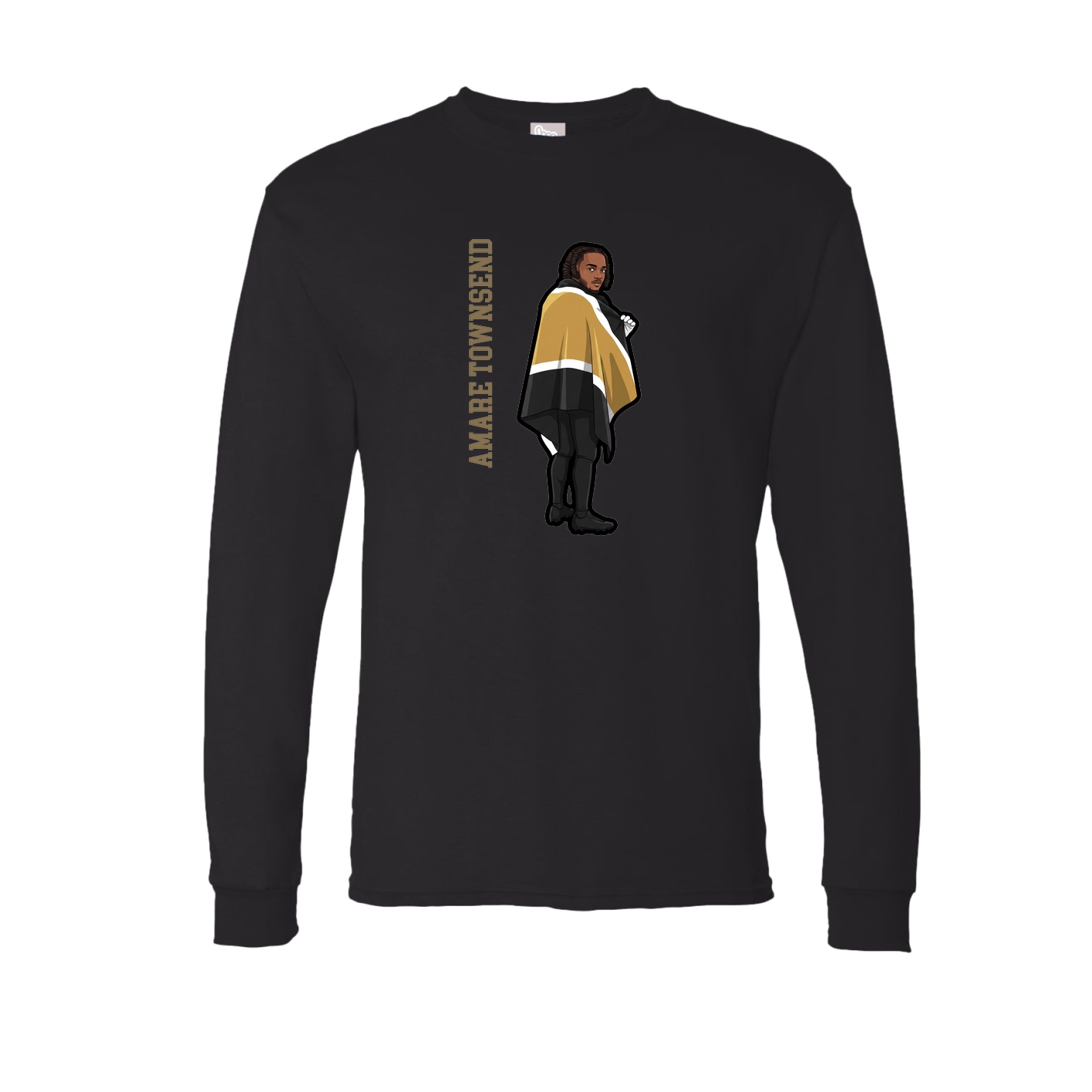 Long Sleeve Tee — Name Vertical in Black