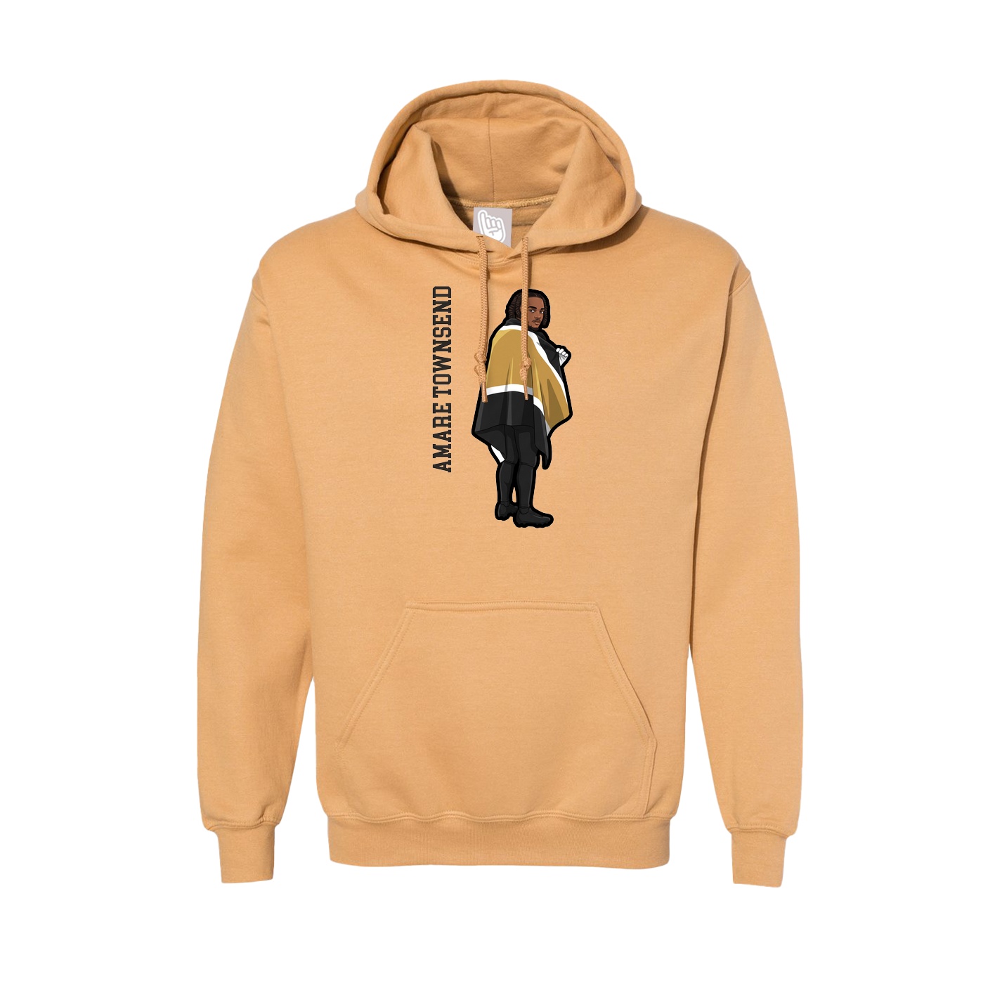 Hoodie — Name Vertical in Vegas Gold