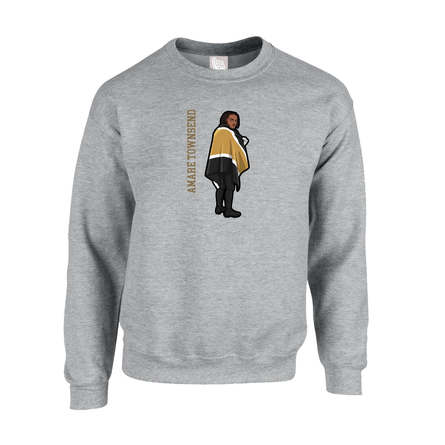 Fleece Crew — Name Vertical in Grey