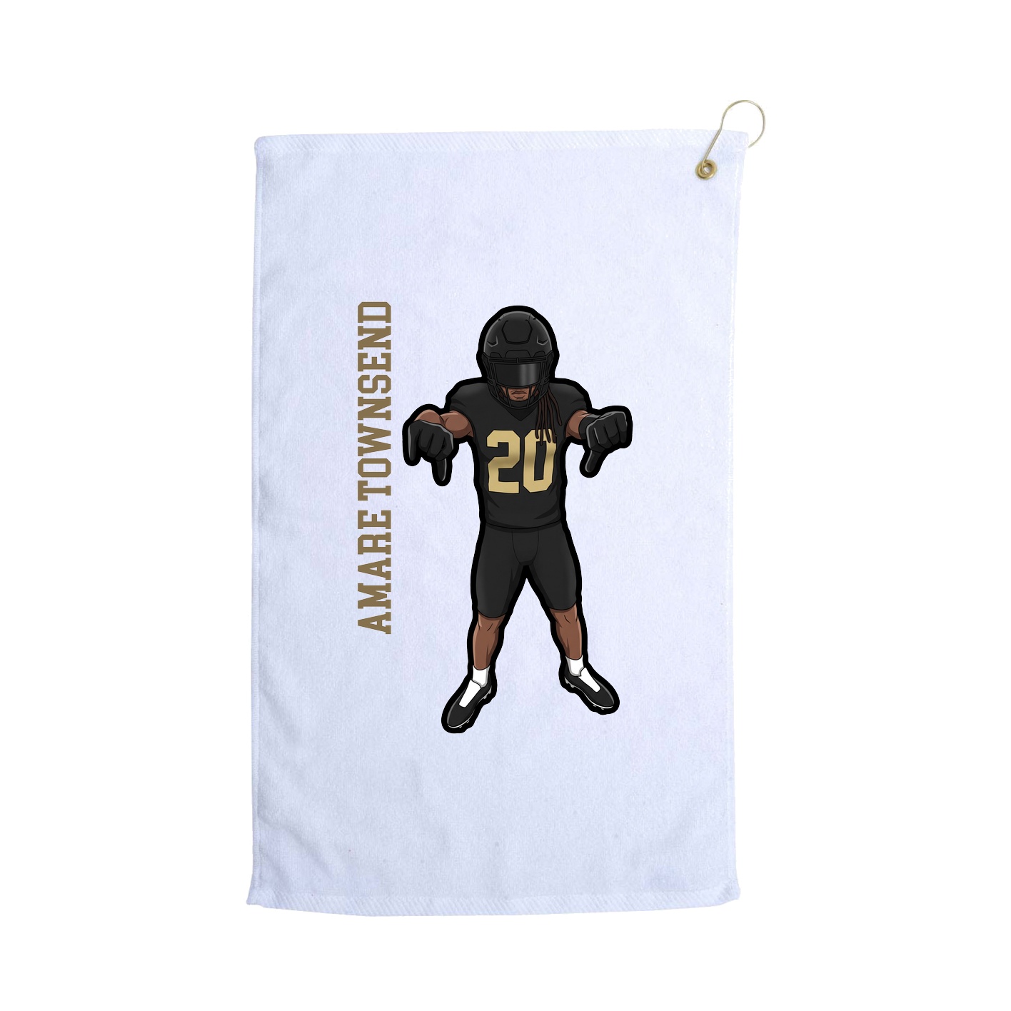 Golf Towel — Name Vertical in White