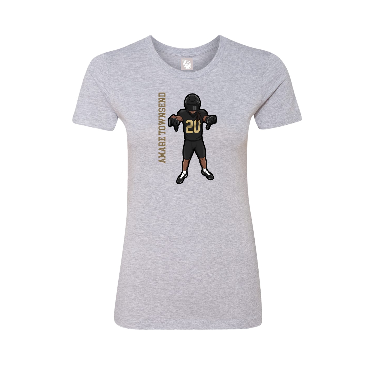 Fitted Women's Tee — Name Vertical in Grey