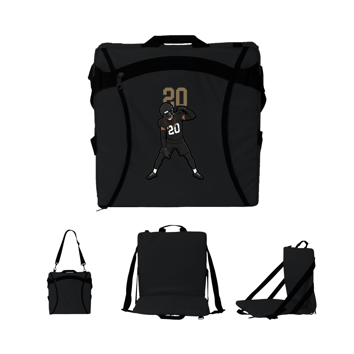 Folding Stadium Seat — Number Top in Black