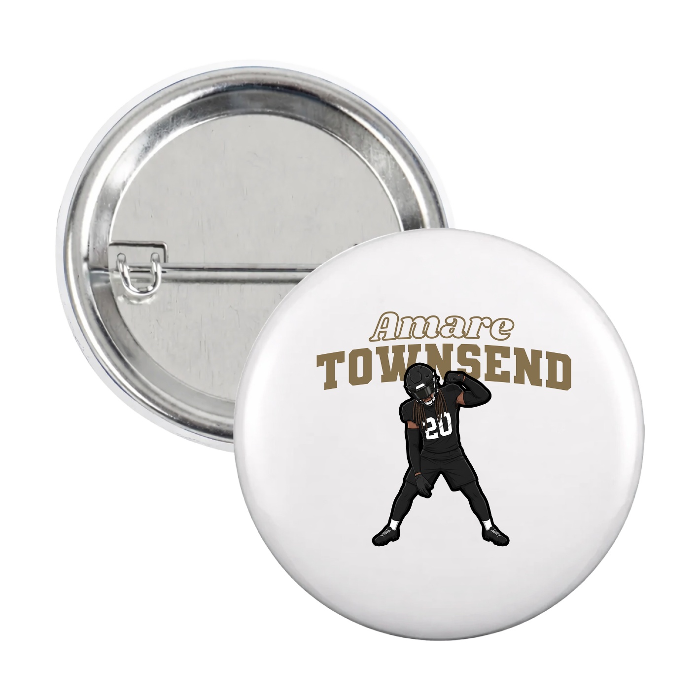 Game Day Button — Name Arch in White