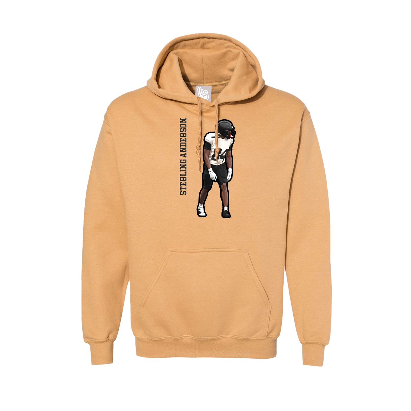 Hoodie — Name Vertical in Vegas Gold