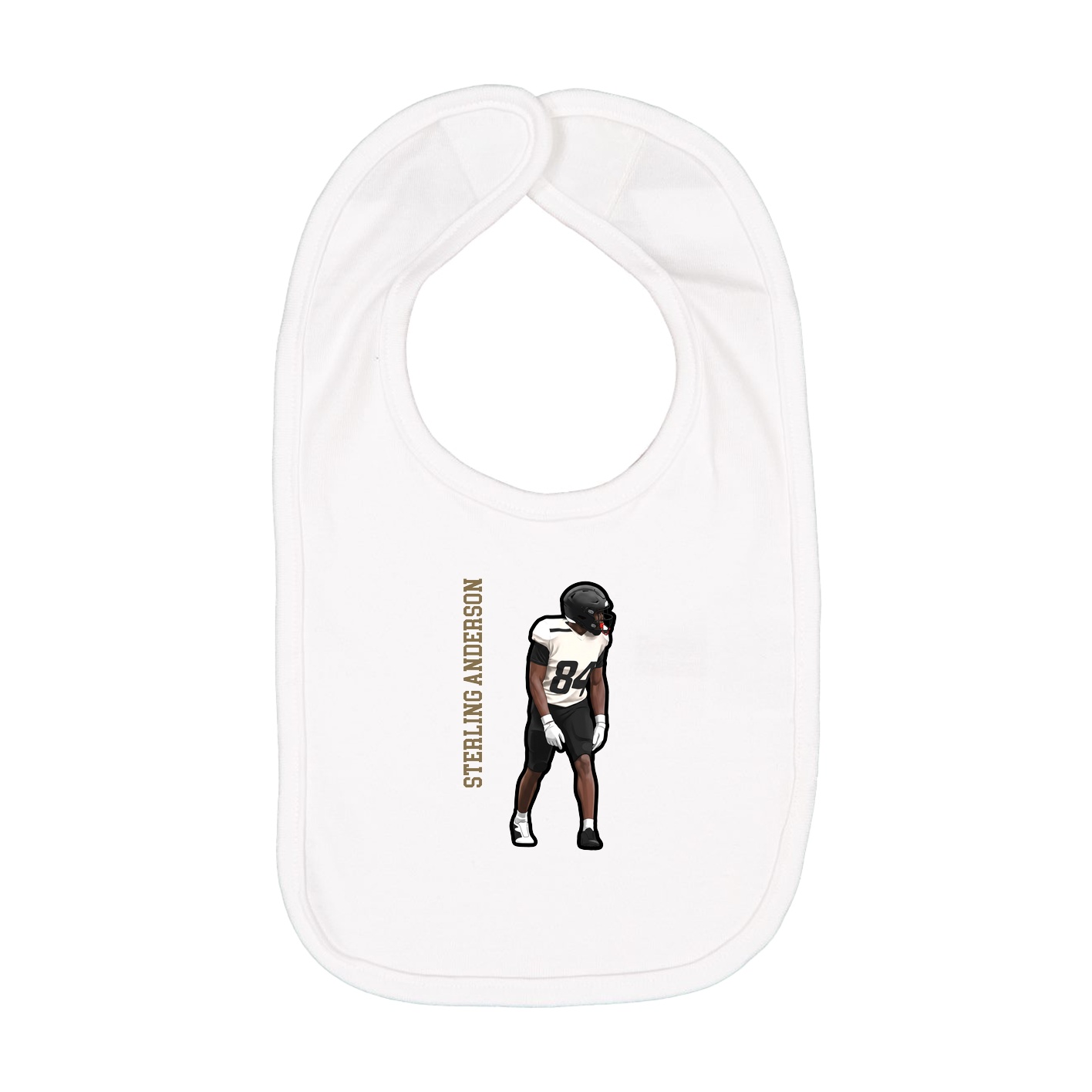 Infant Bib — Name Vertical in White