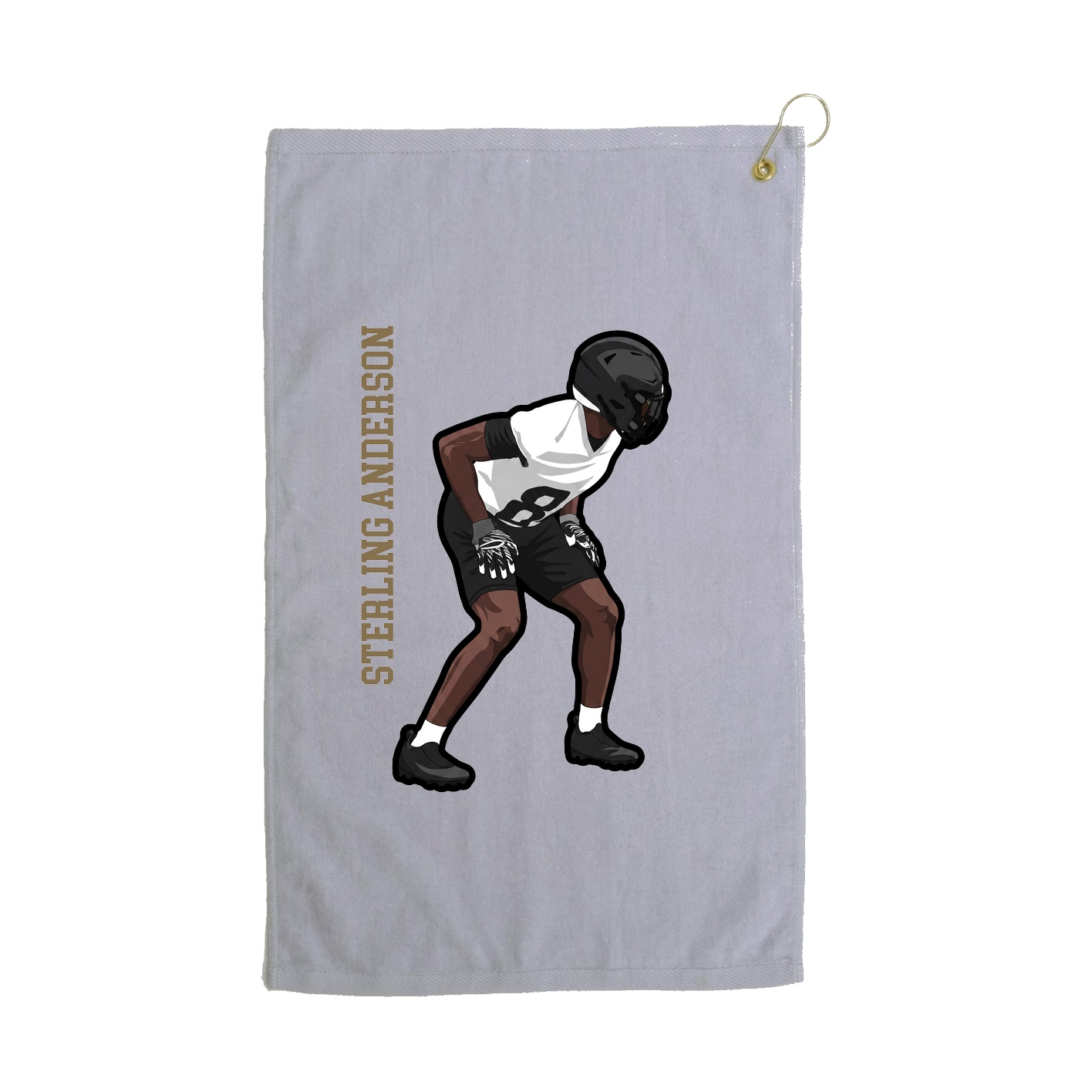 Golf Towel — Name Vertical in Grey