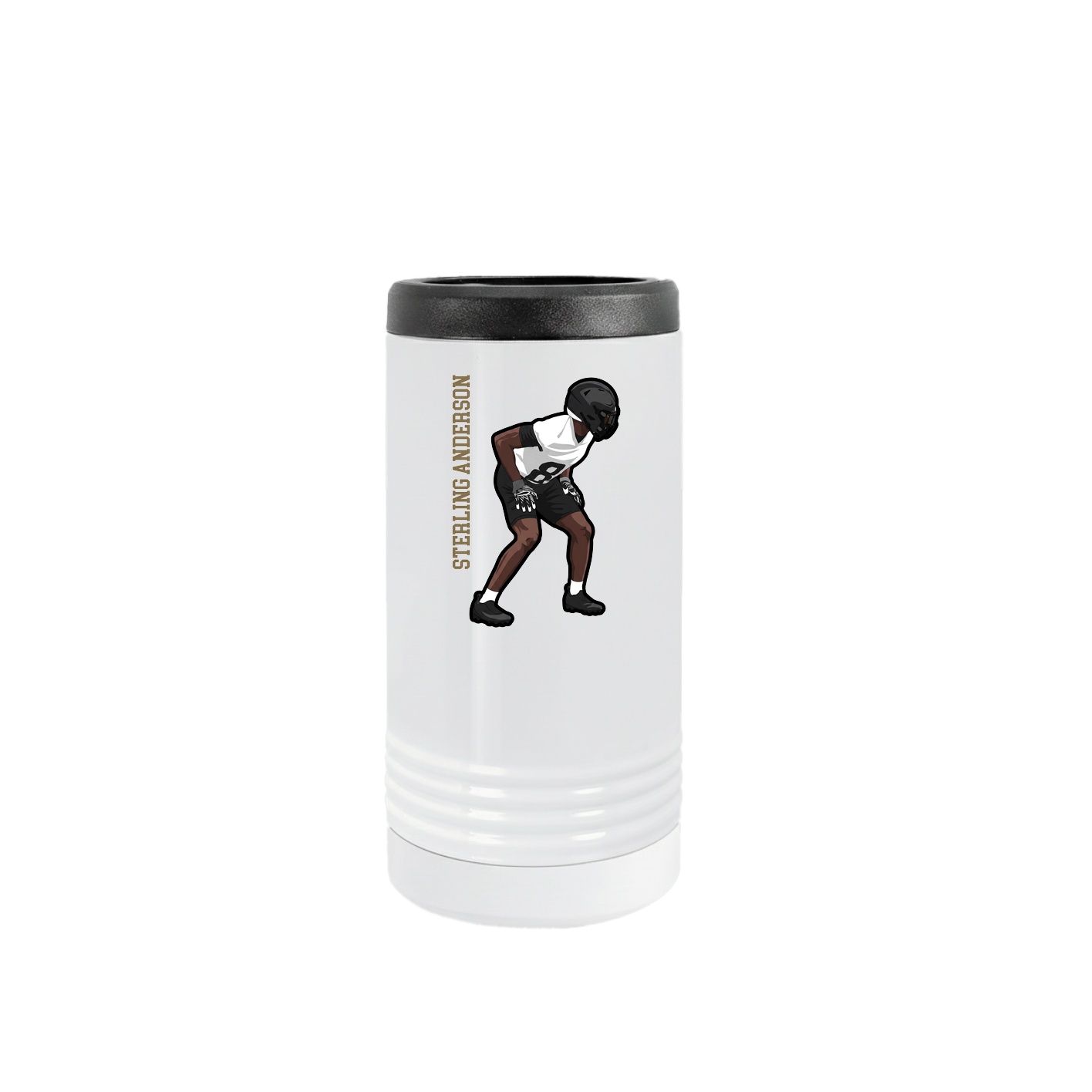 Slim Beverage Holder — Name Vertical in White