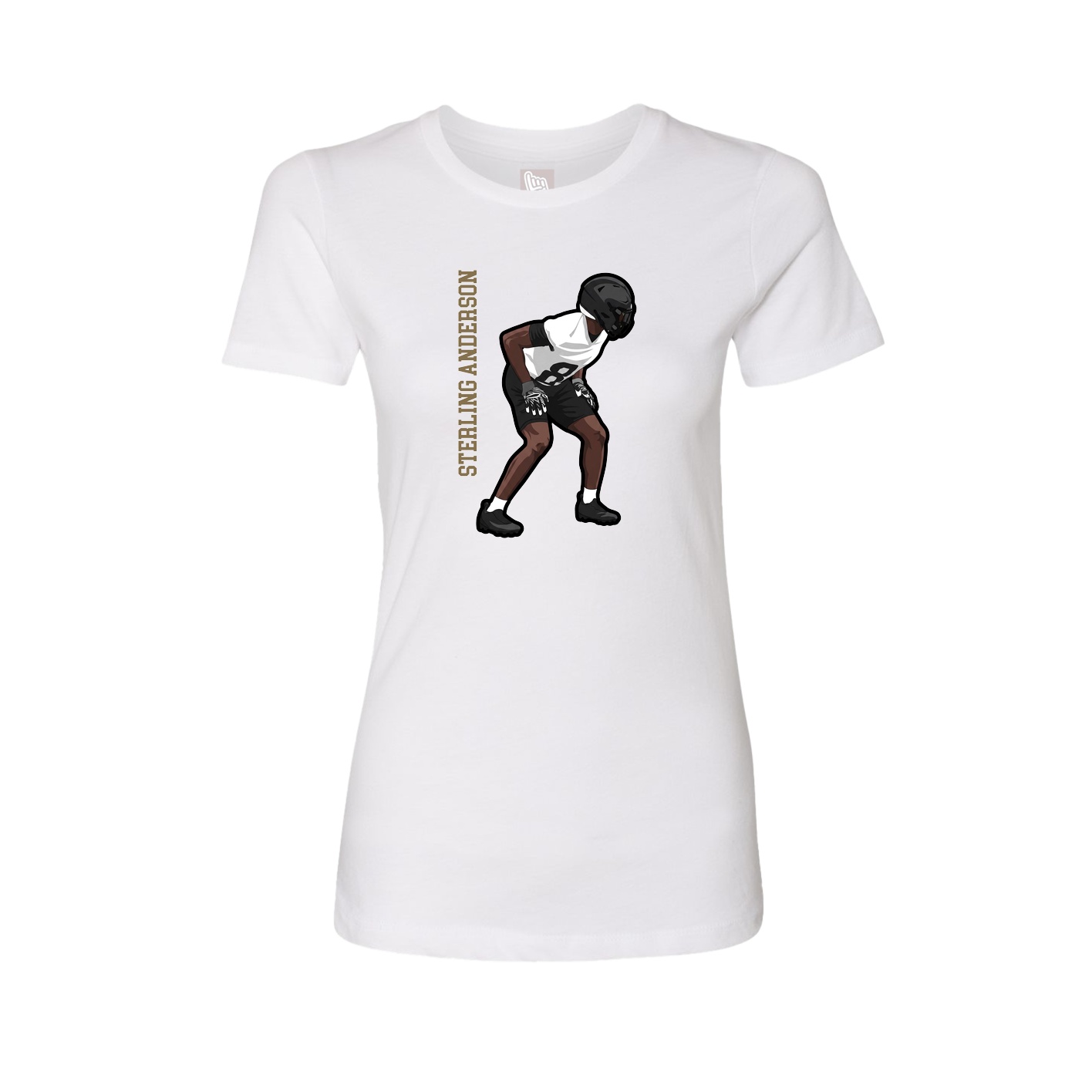 Fitted Women's Tee — Name Vertical in White