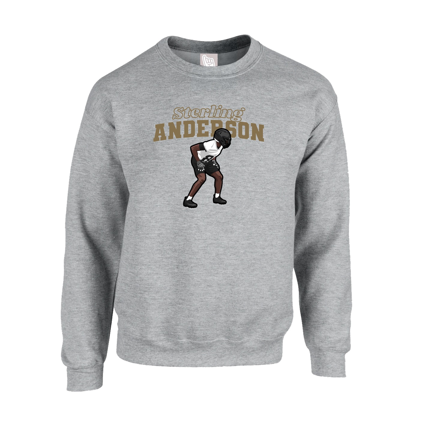Fleece Crew — Name Arch in Grey