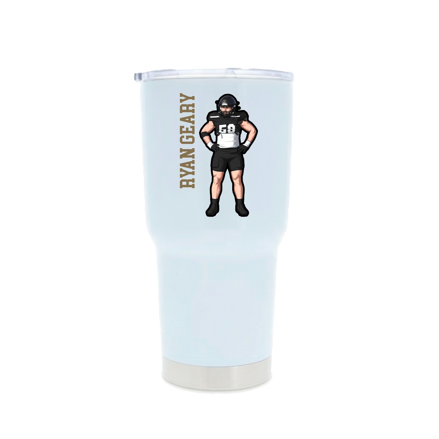 30oz Stainless Steel Tumbler — Name Vertical in White