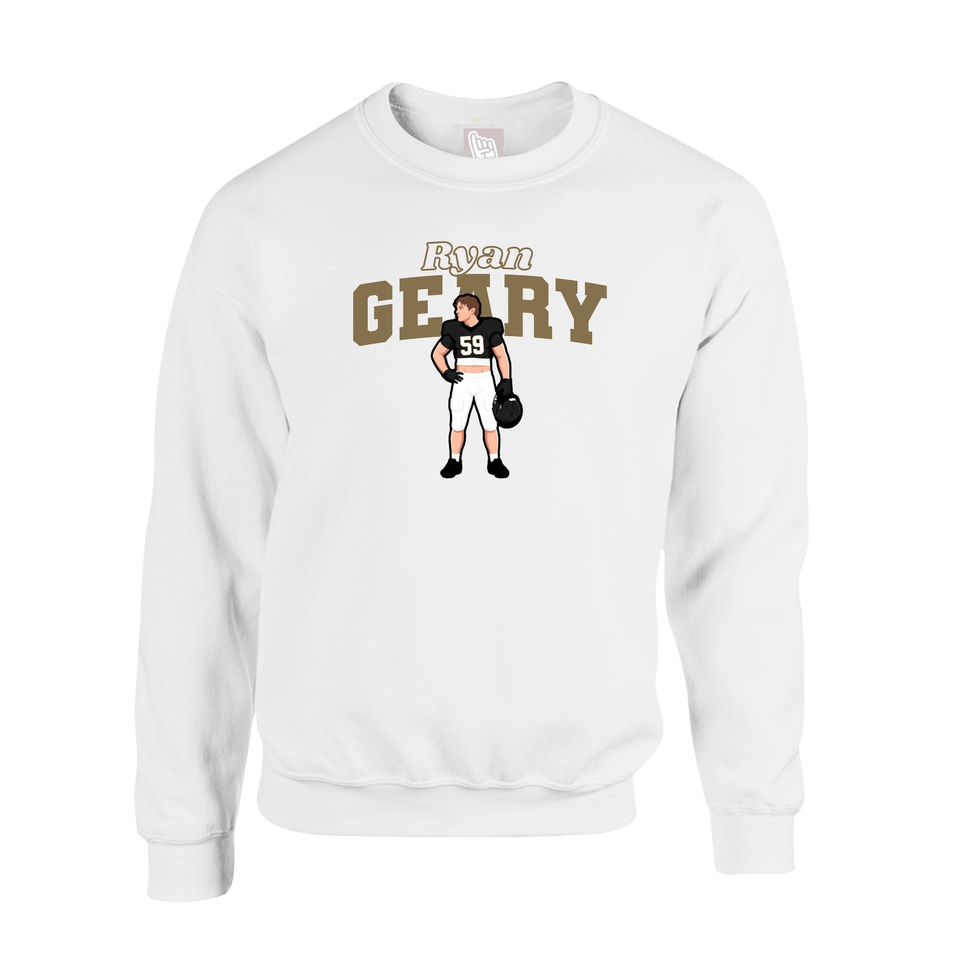 Fleece Crew — Name Arch in White