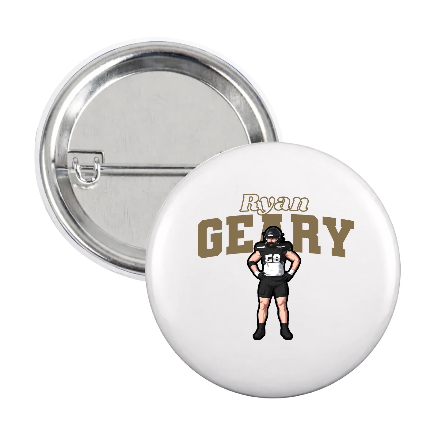 Game Day Button — Name Arch in White