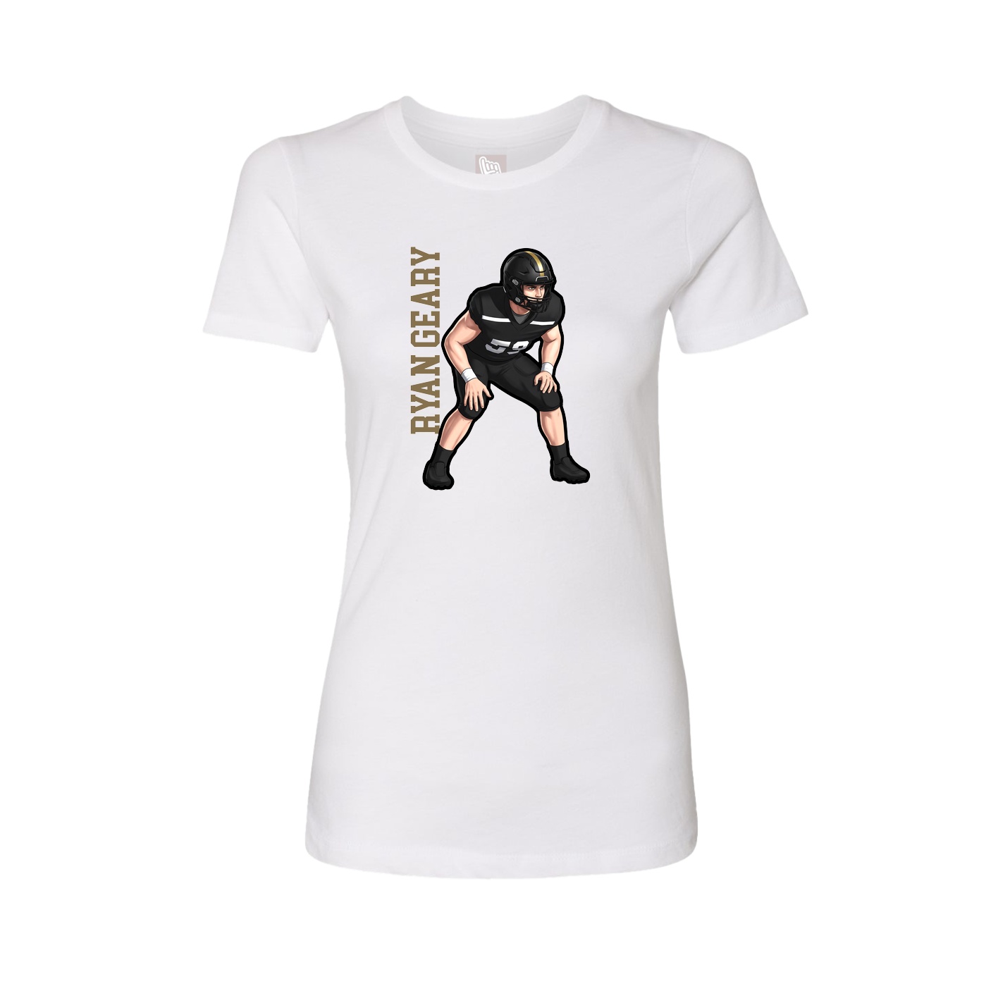 Fitted Women's Tee — Name Vertical in White