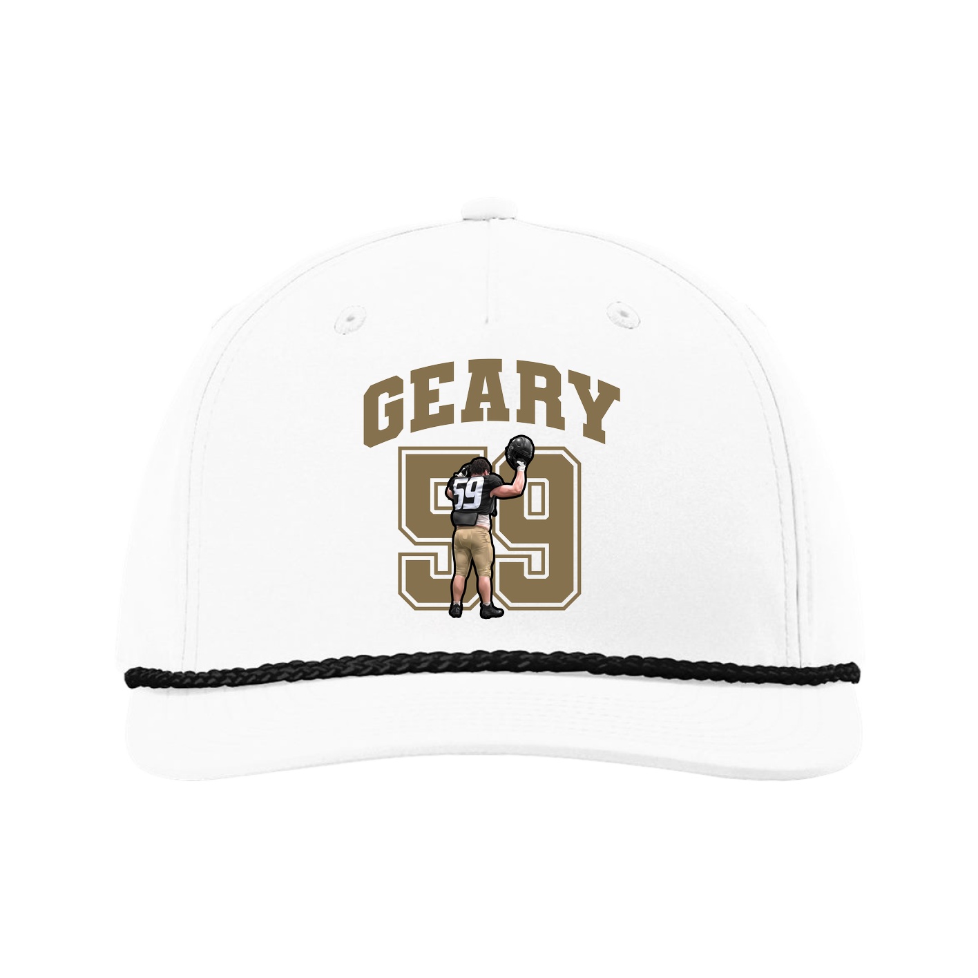 Five-Panel Classic Rope Cap — Number in White