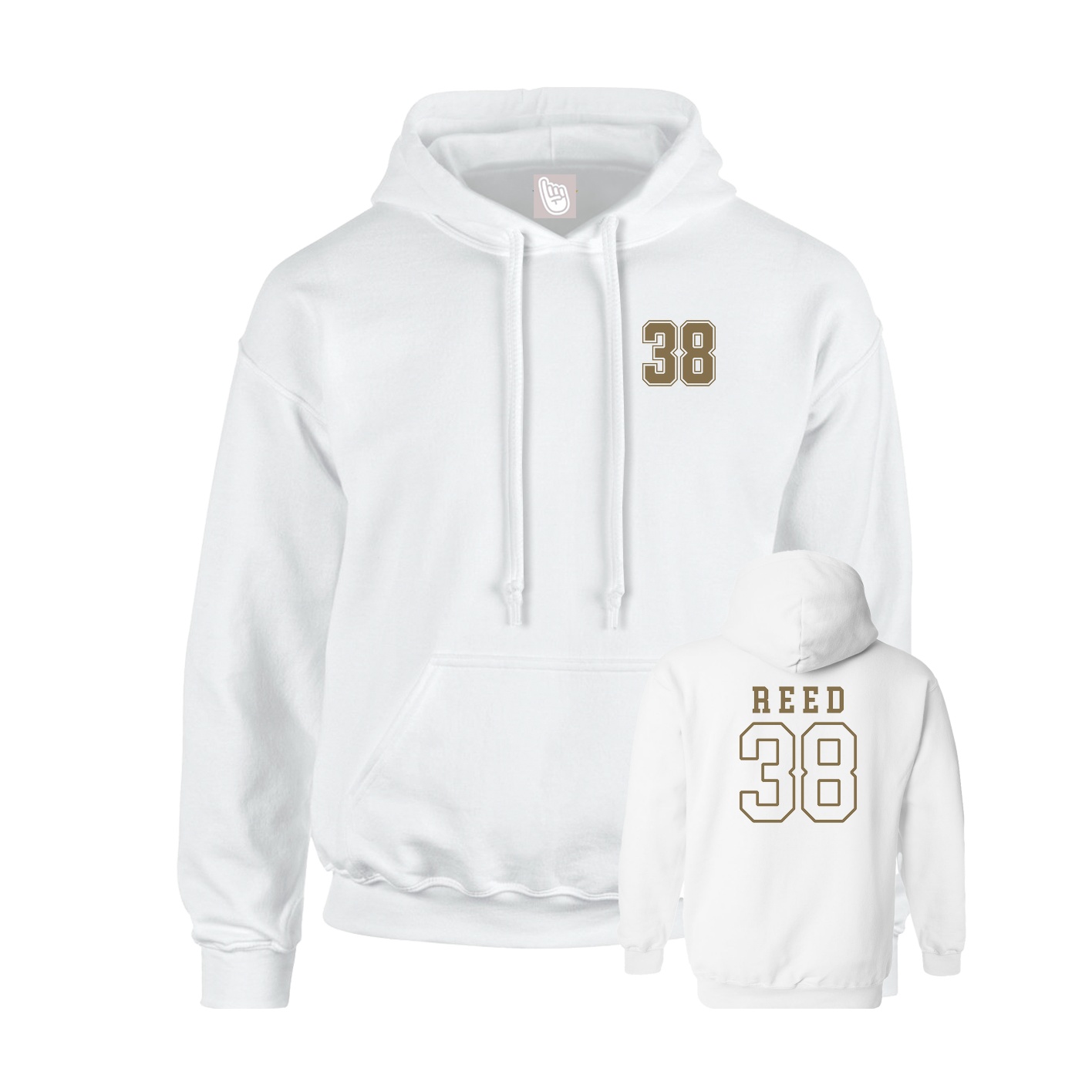Youth Hoodie — Chest Back in White