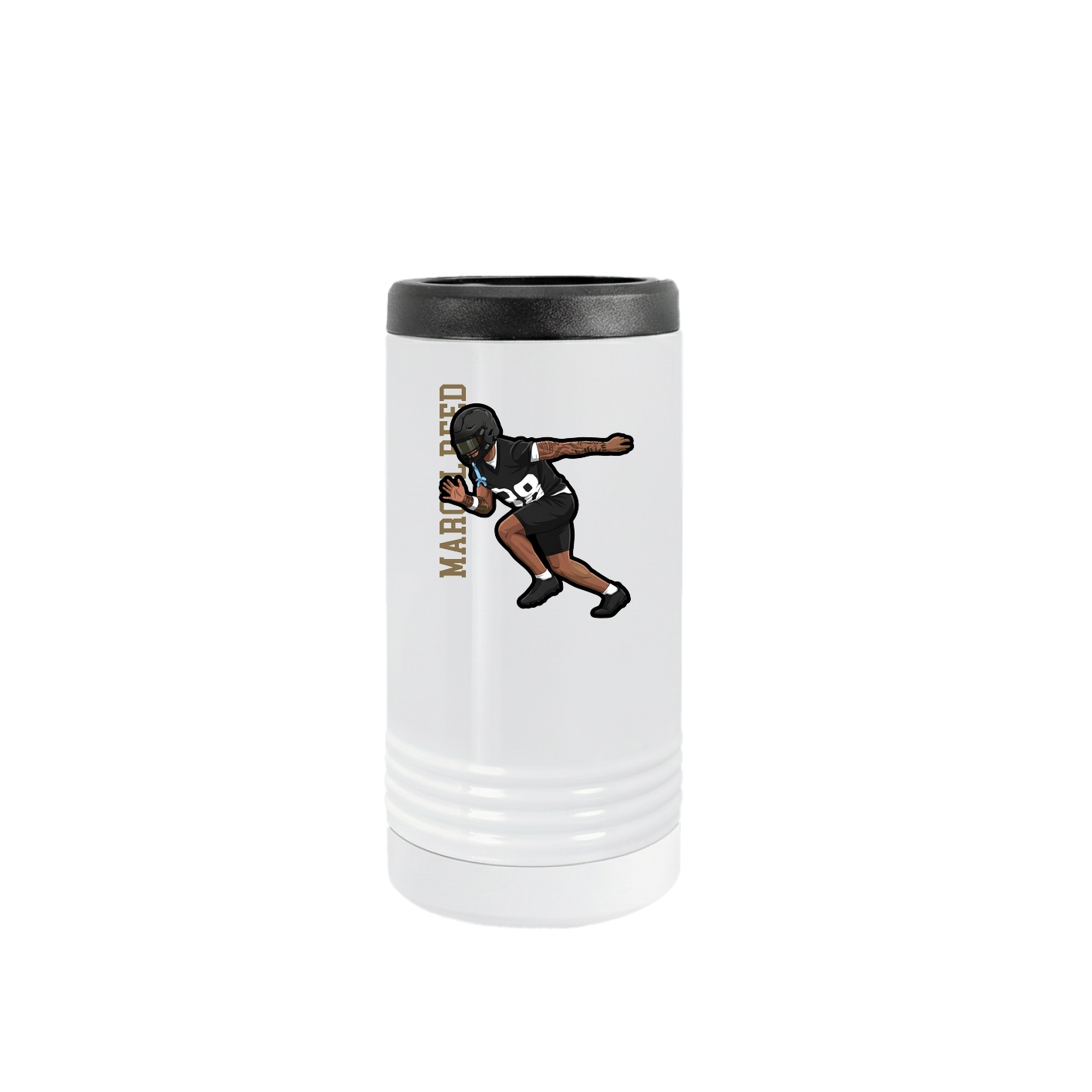 Slim Beverage Holder — Name Vertical in White