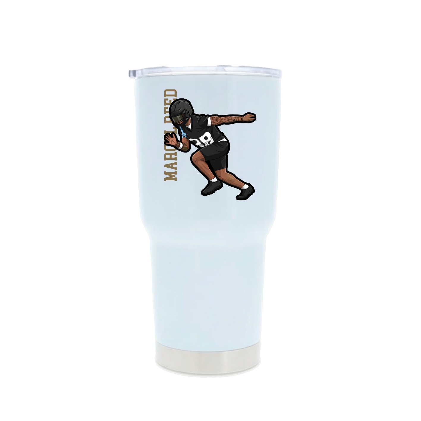 30oz Stainless Steel Tumbler — Name Vertical in White