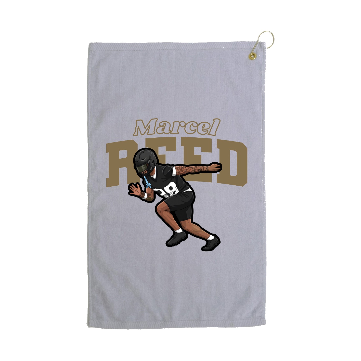 Golf Towel — Name Arch in Grey