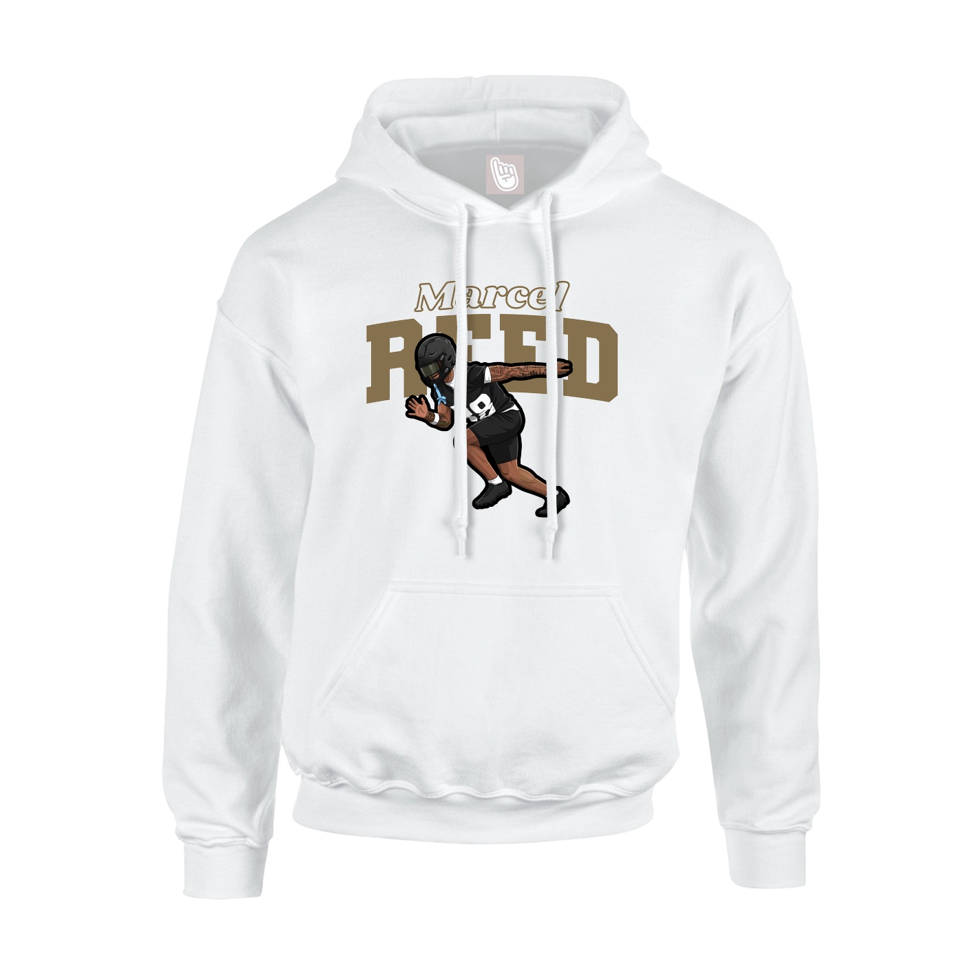 Youth Hoodie — Name Arch in White