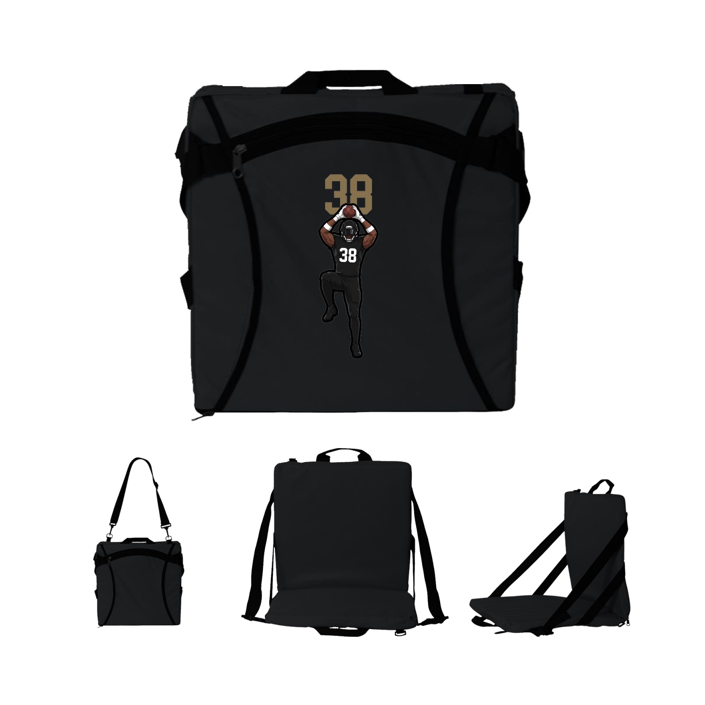 Folding Stadium Seat — Number Top in Black