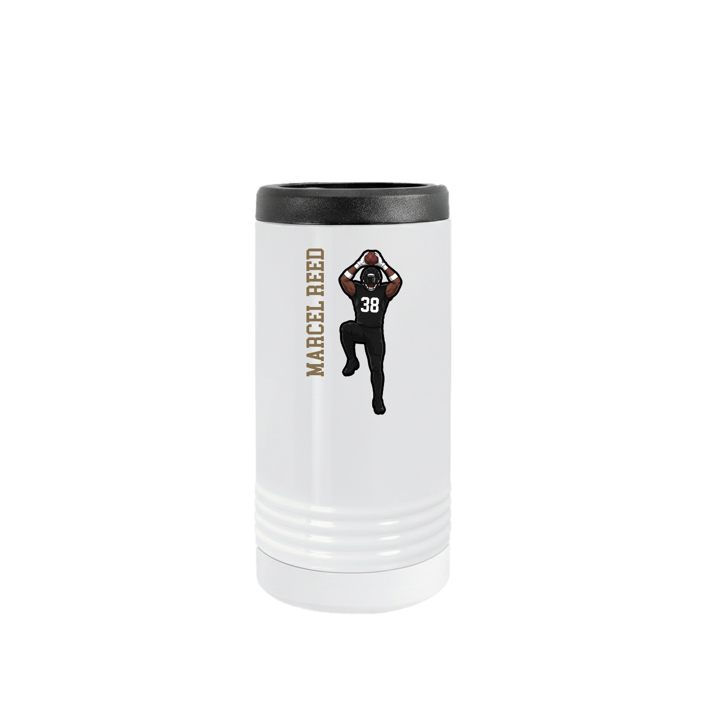 Slim Beverage Holder — Name Vertical in White