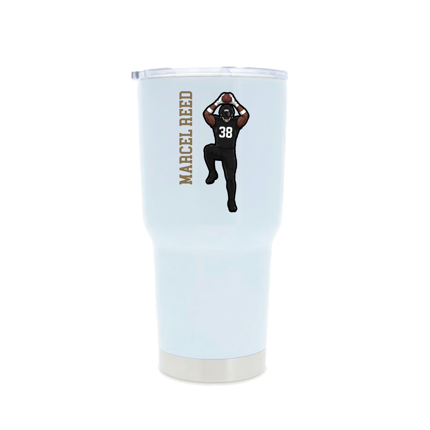 30oz Stainless Steel Tumbler — Name Vertical in White