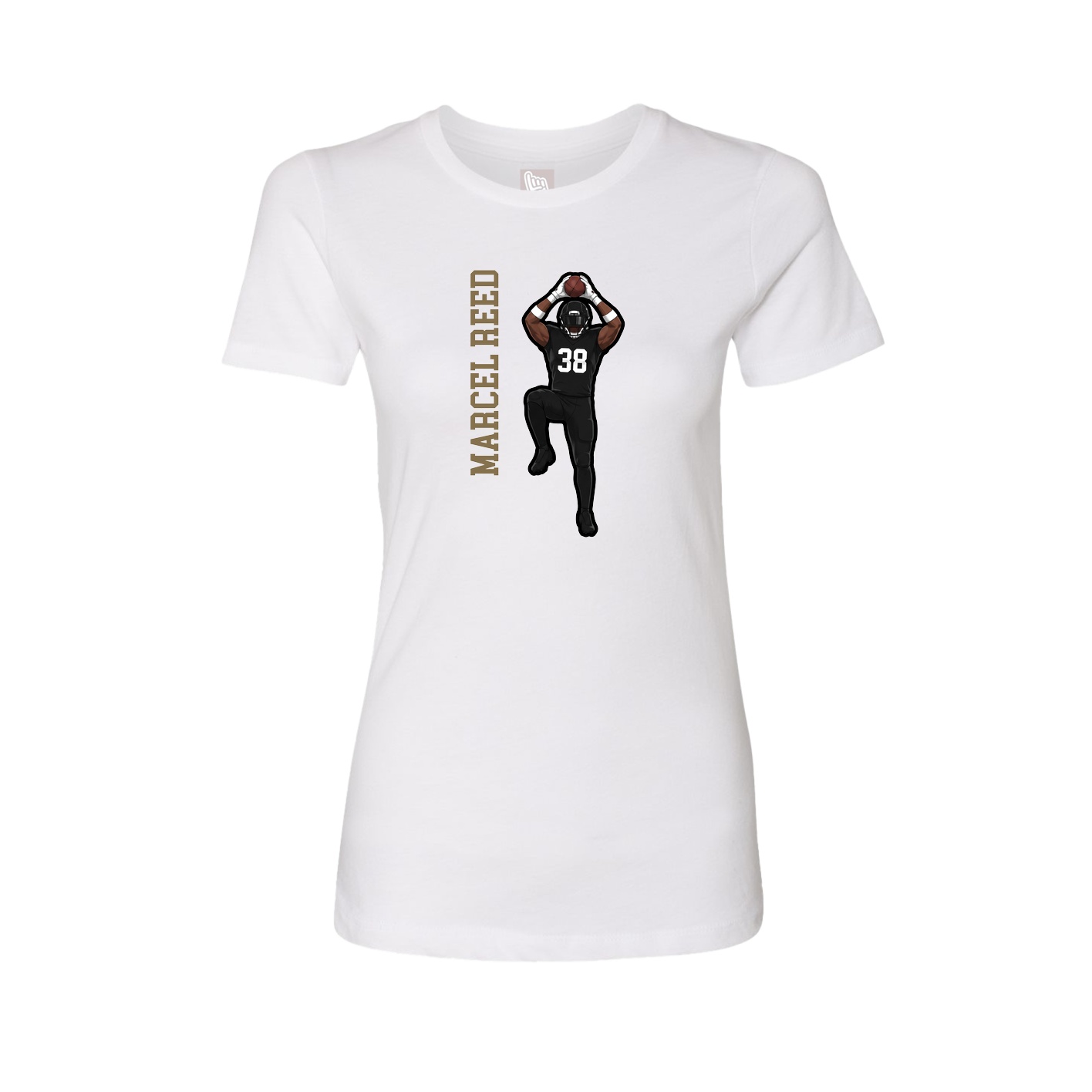 Fitted Women's Tee — Name Vertical in White