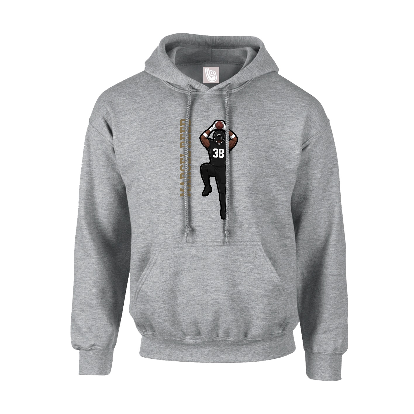 Youth Hoodie — Name Vertical in Grey