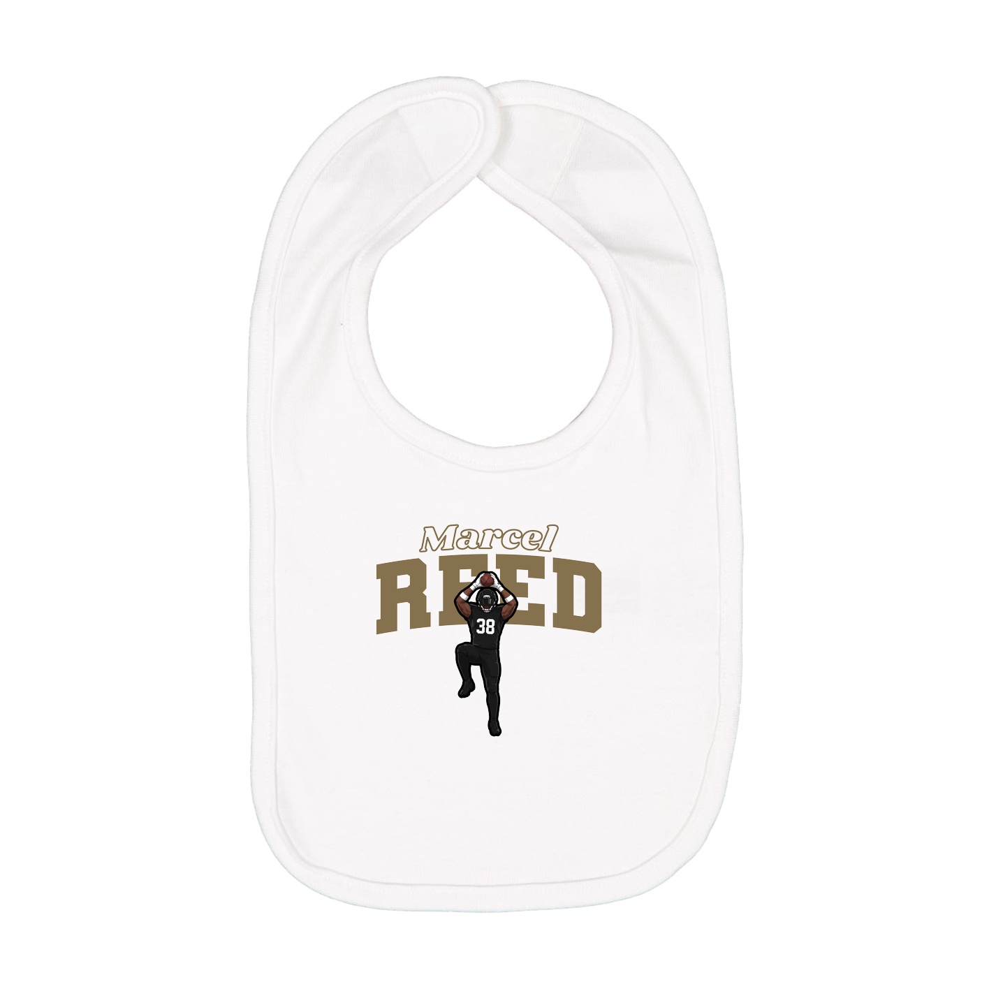 Infant Bib — Name Arch in White