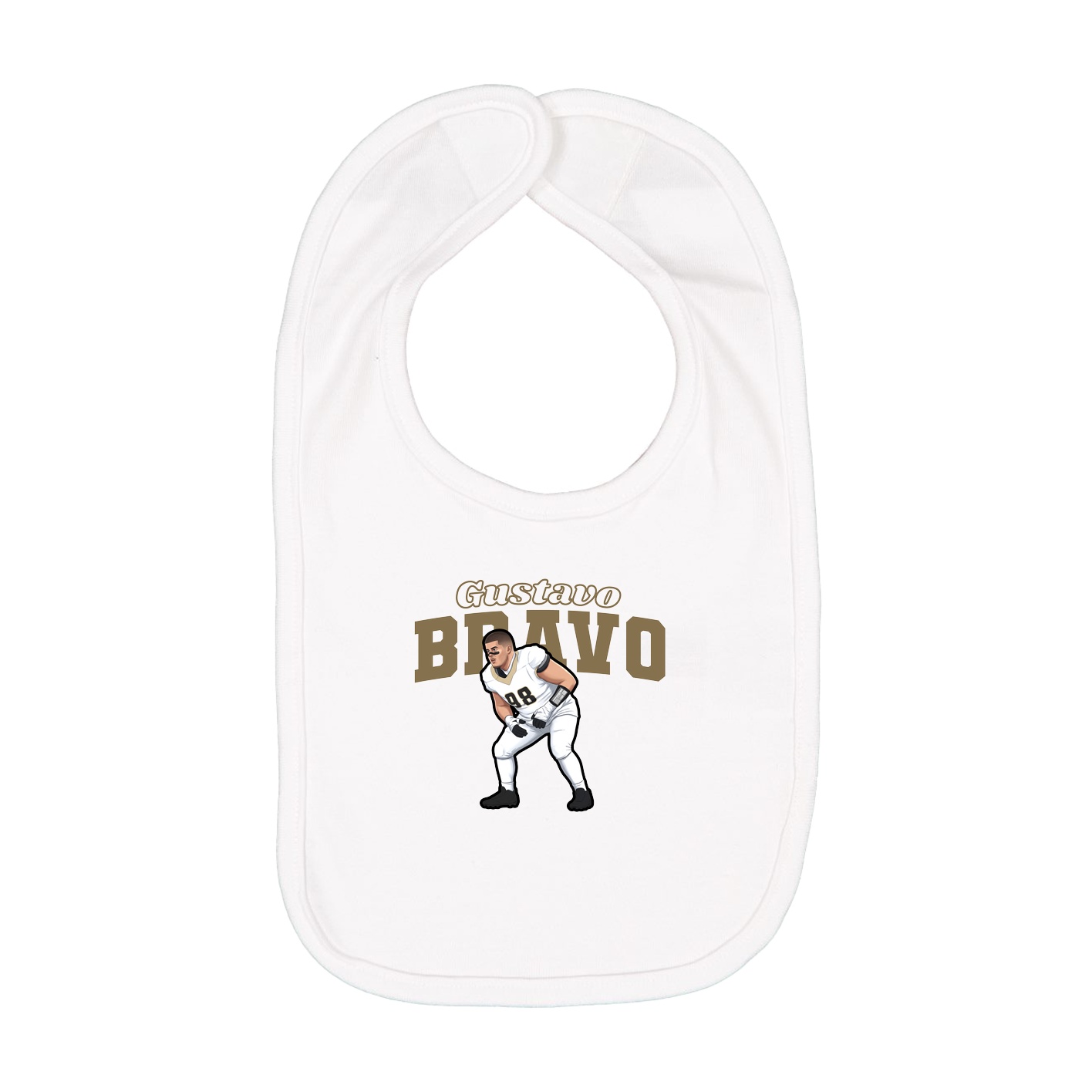 Infant Bib — Name Arch in White