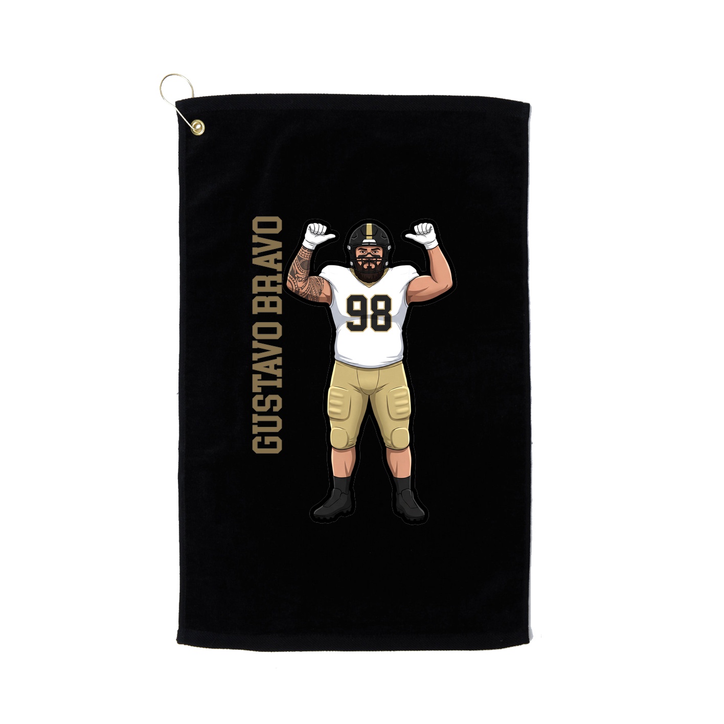 Golf Towel — Name Vertical in Black