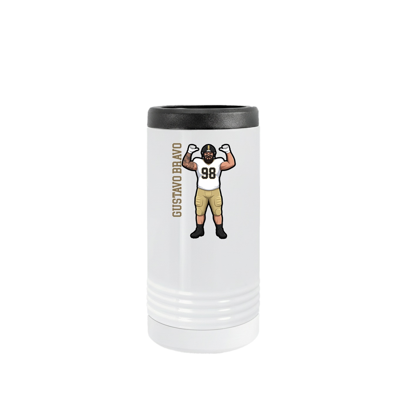 Slim Beverage Holder — Name Vertical in White