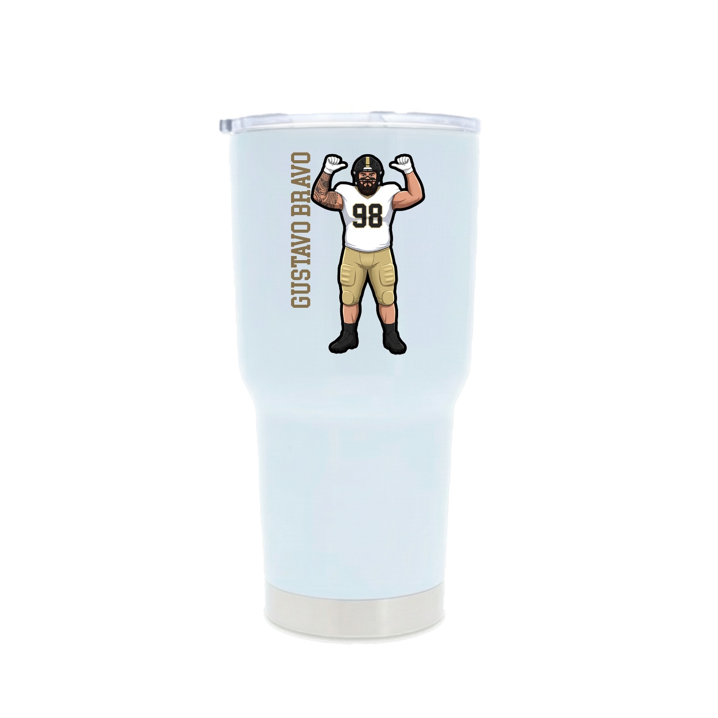 30oz Stainless Steel Tumbler — Name Vertical in White