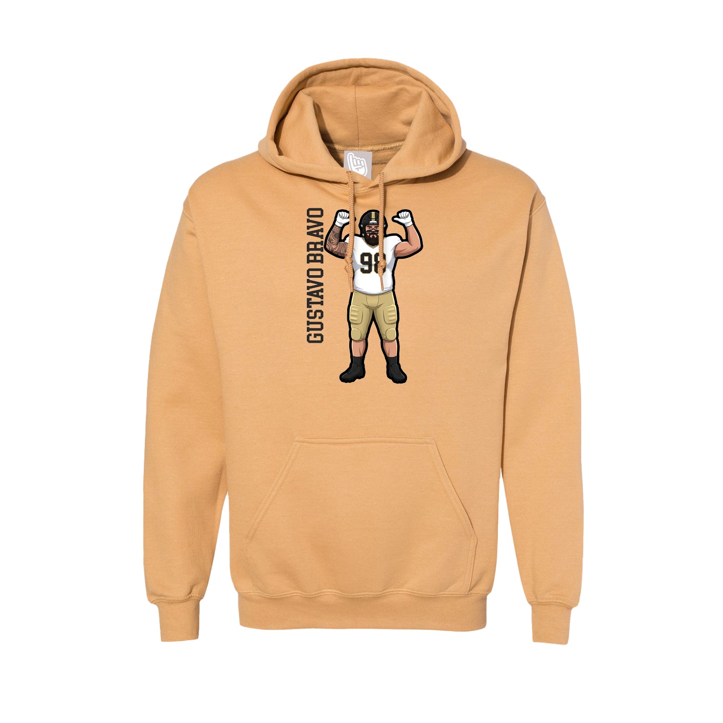 Hoodie — Name Vertical in Vegas Gold