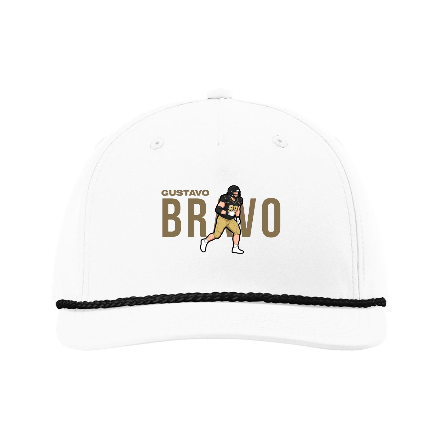 Five-Panel Classic Rope Cap — Player Name in White