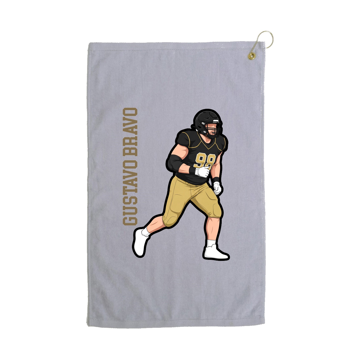 Golf Towel — Name Vertical in Grey