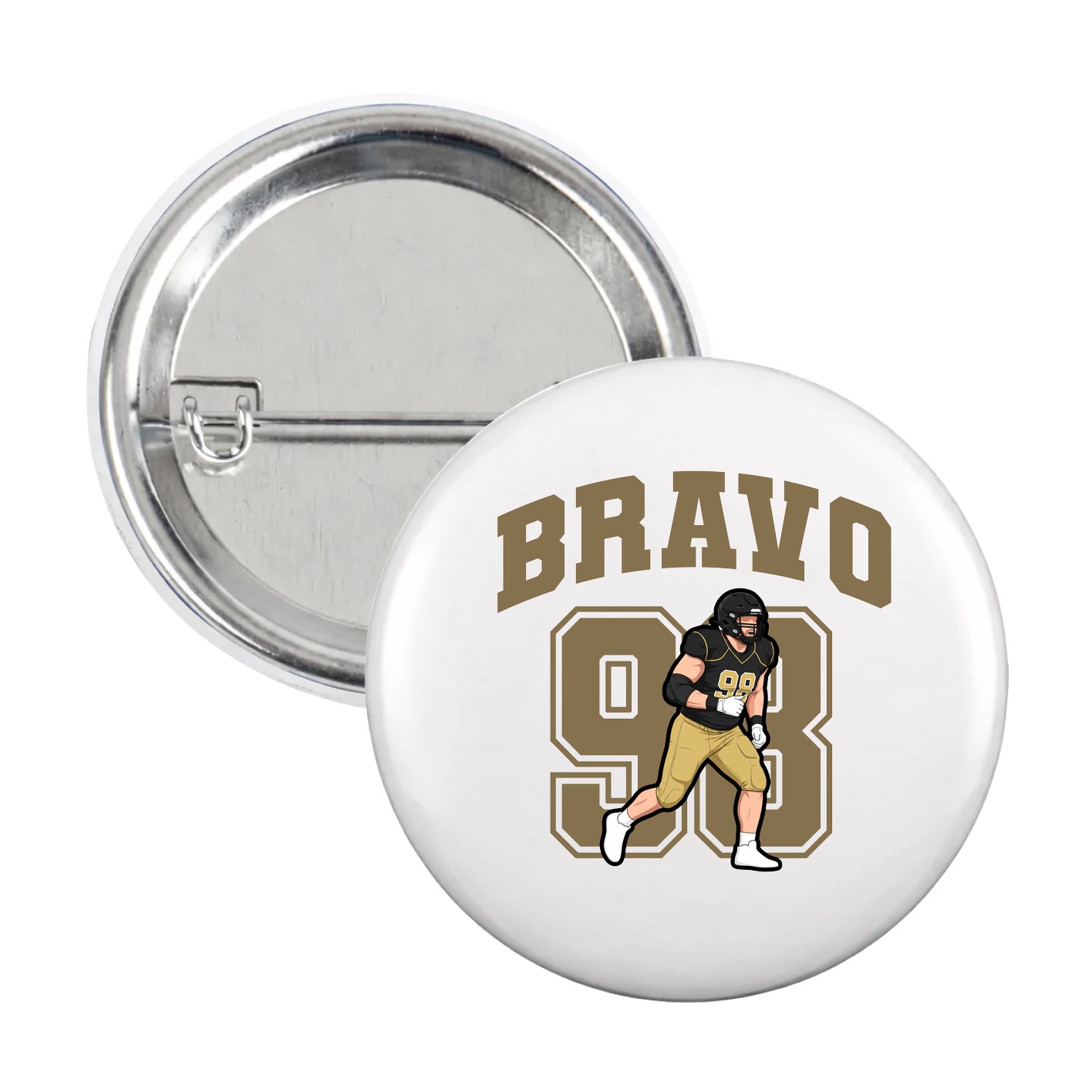 Game Day Button — Number in White