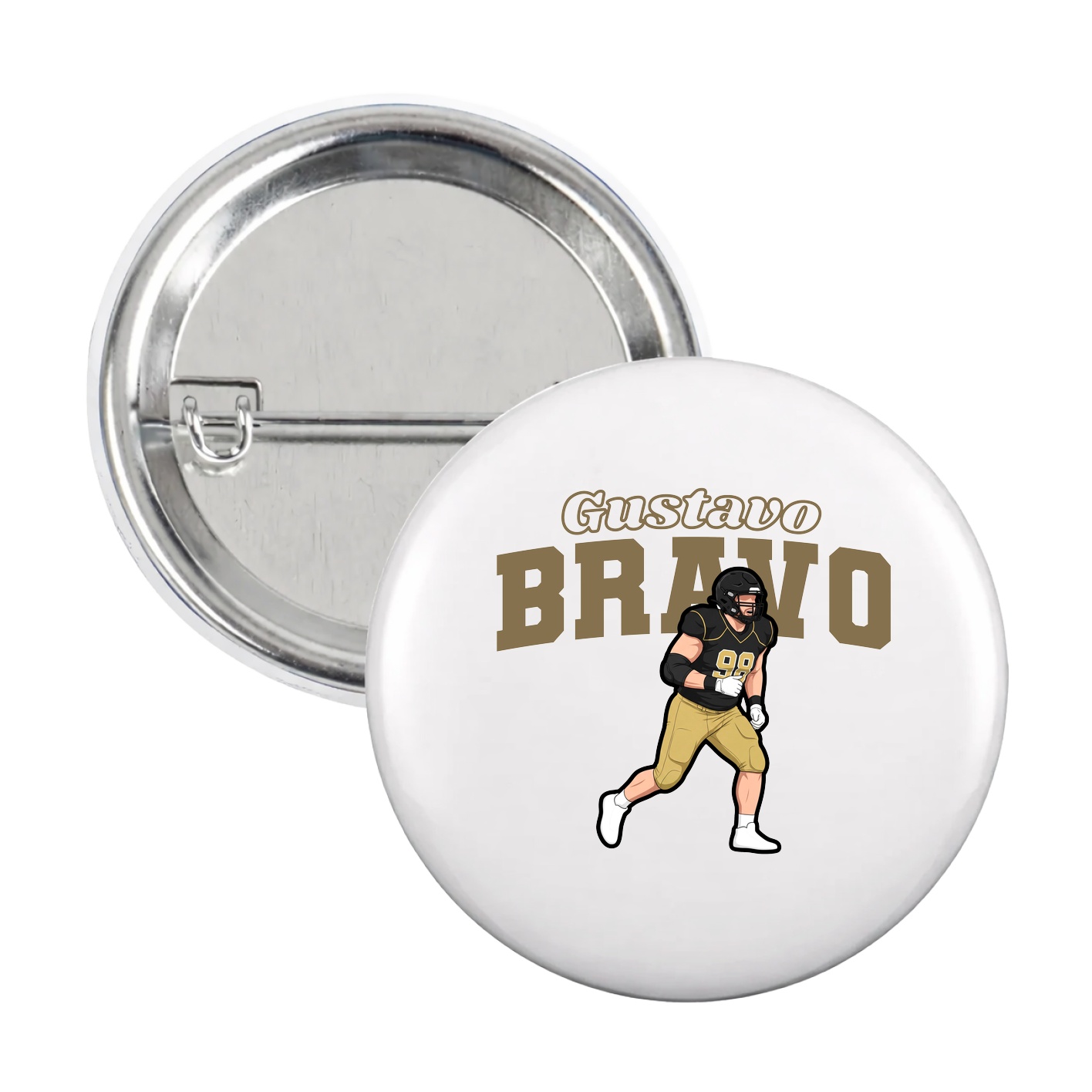 Game Day Button — Name Arch in White