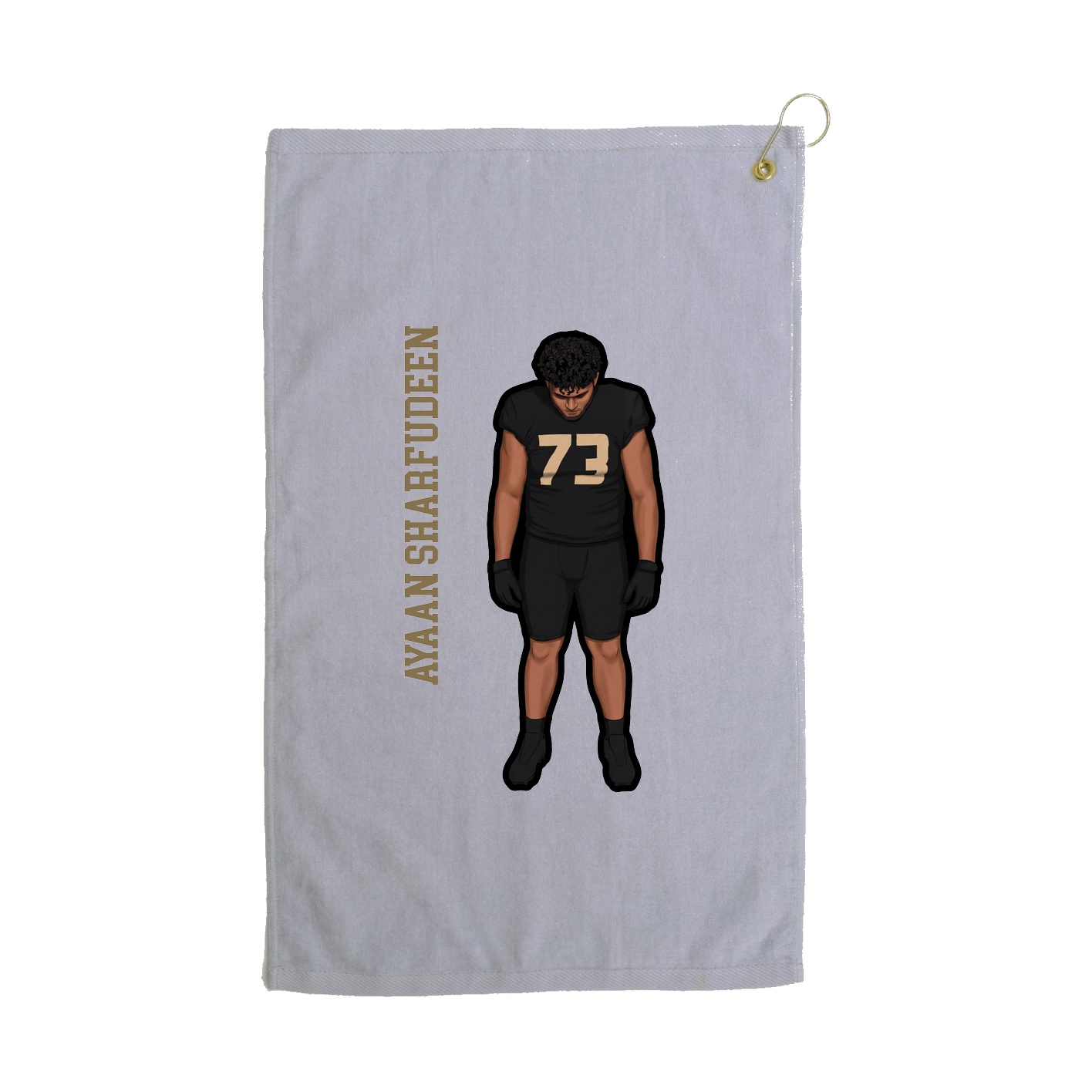 Golf Towel — Name Vertical in Grey