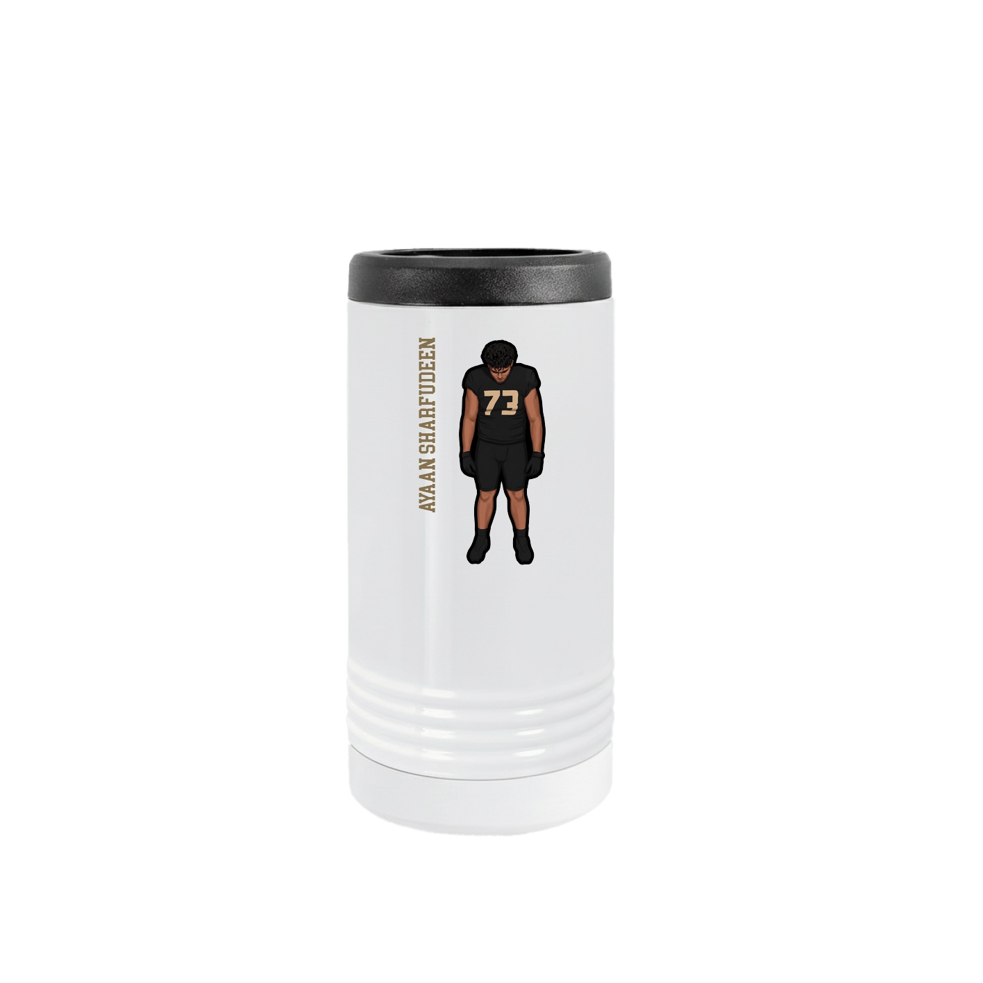 Slim Beverage Holder — Name Vertical in White