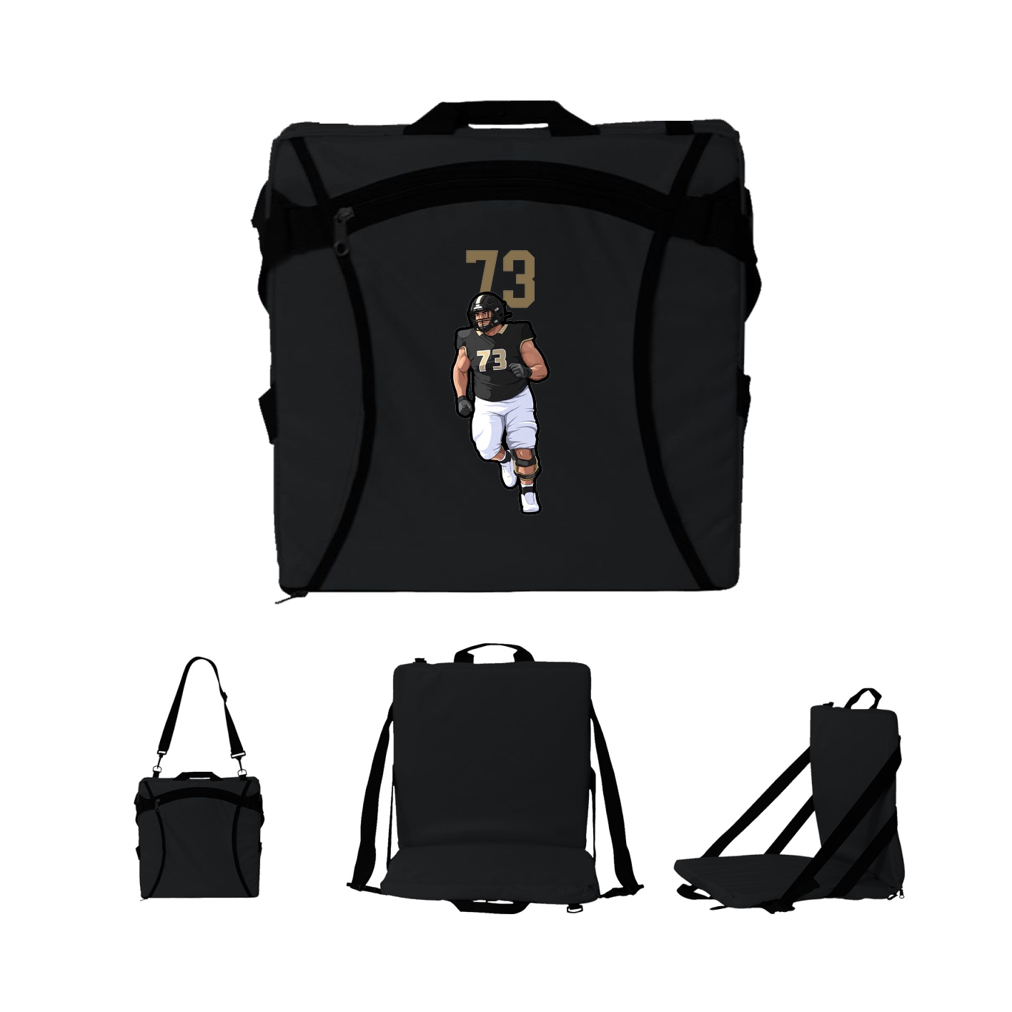 Folding Stadium Seat — Number Top in Black