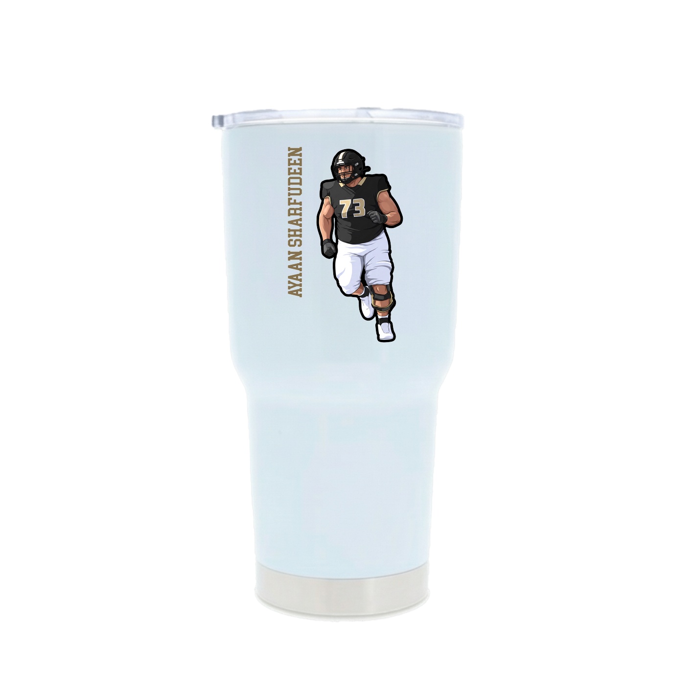 30oz Stainless Steel Tumbler — Name Vertical in White