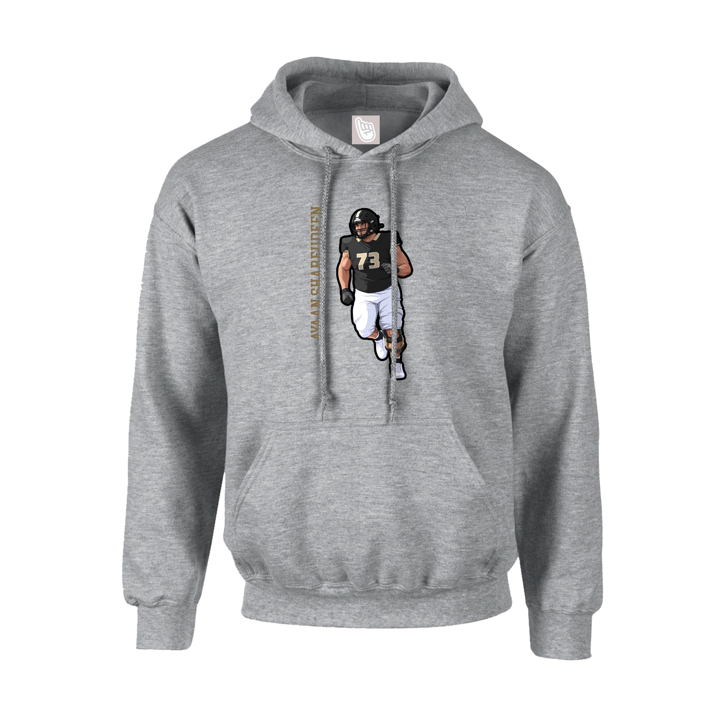 Hoodie — Name Vertical in Grey
