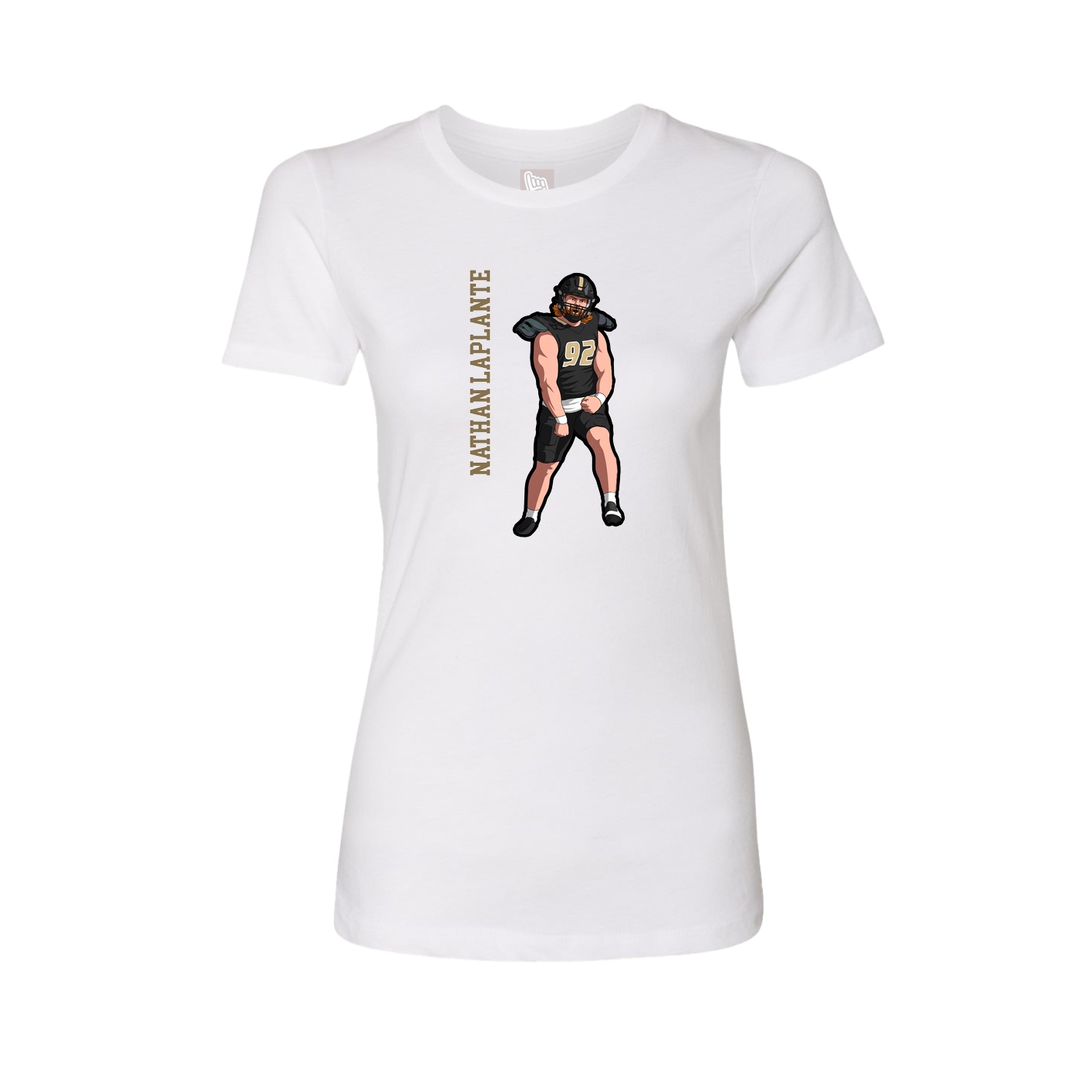 Fitted Women's Tee — Name Vertical in White