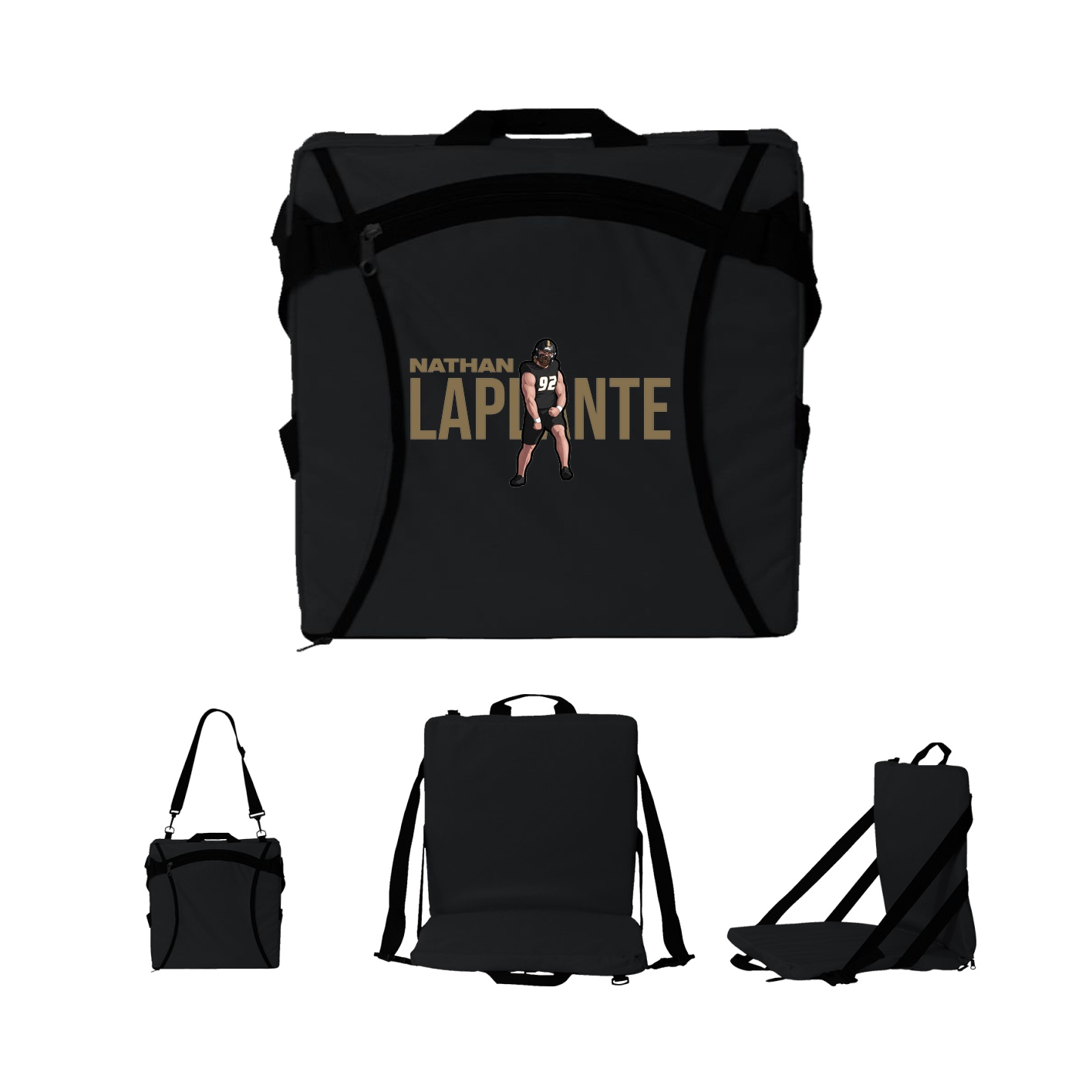 Folding Stadium Seat — Player Name in Black
